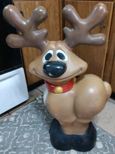 Vintage Smiling Reindeer General Foam Blow Mold Christmas Yard Decor 27" - Picture 1 of 6