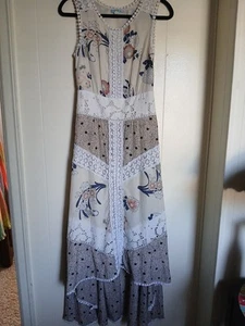 VESTIDO LEIFNOTES ANTROPOLOGIE TALLA 2 ENCAJE ALTO BAJO FLORAL MAXI BOHO HERMOSO - Imagen 1 de 16