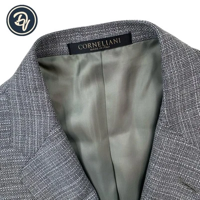 Mens 42 R Corneliani Light Grey Hopsack Style Chunky Knit Wool Blazer Made Italy - Image 1 of 4