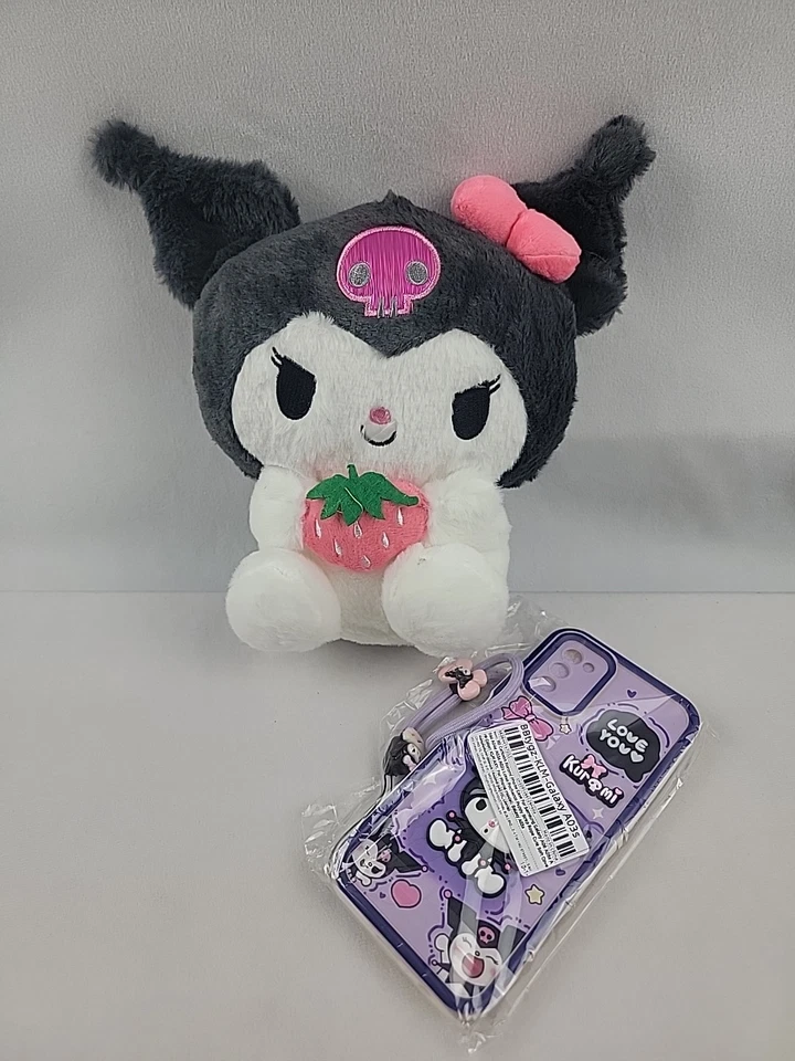 Funda de felpa y teléfono Sanrio Kuromi para Galaxy A03s Foto 1 de 4