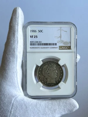 1906 Barber Half Dollar 50C NGC VF25 - Image 1 of 4
