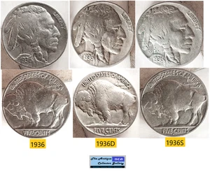 1936 US PDS Mint Buffalo Nickel🪙Antik⌛Wie abgebildet - Bild 1 von 8