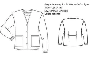 {2XL} Grey's Anatomy Women's Warm-up Jacket with Knit Cuffs Color: Bahama - Picture 1 of 1