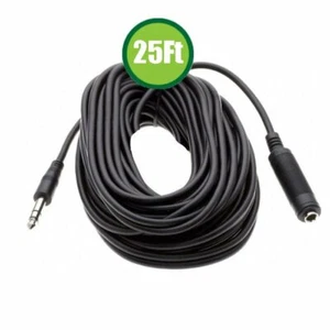 Cable de extensión de audio para guitarra TRS estéreo de 25 pies 1/4" 6,35 mm equilibrado macho a hembra - Imagen 1 de 2