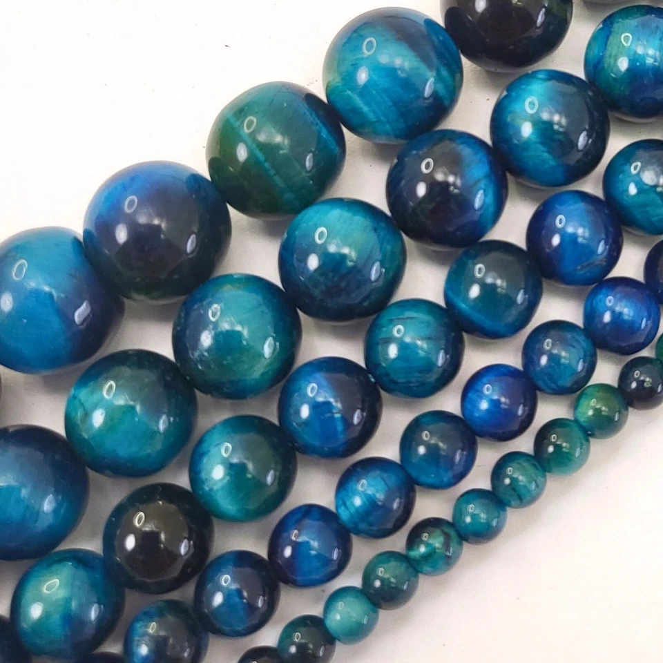 Cuentas sueltas redondas ojo de tigre de 10 colores 15" 4 6 mm 8 10 12 16 18 oro rosa rojo azul Foto 1 de 4