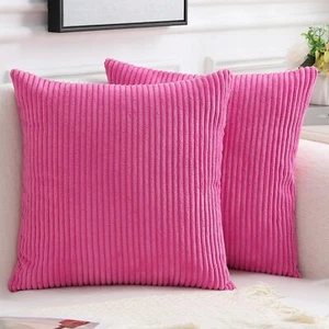 Corduroy Decorative Throw Pillow Covers 24x24 Set of 2 for Sofa Bedroom Livin... - Picture 1 of 6
