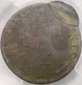 1788 CONNECTICUT 1/2p POST COLONIAL COPPER VERY RARE DOUBLE STRUCK PCGS F DETAIL - Picture 1 of 4