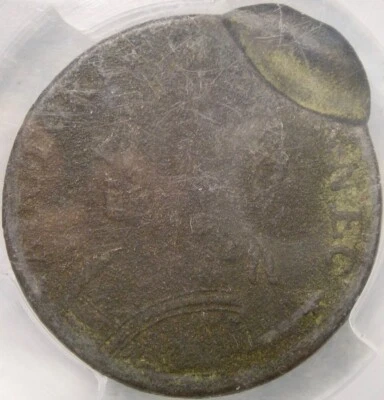 1788 CONNECTICUT 1/2p POST COLONIAL COPPER VERY RARE DOUBLE STRUCK PCGS F DETAIL - Image 1 of 4