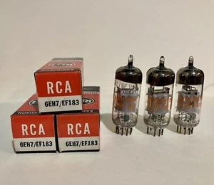 LOT OF 3 RCA 6EH7 / EF183 NOS NIB Matching Date Codes BD ELECTRON VACUUM TUBE - Picture 1 of 10