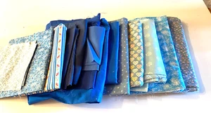 Lot of Blue quilting cotton fabric different designs crafting fabric - Imagen 1 de 4