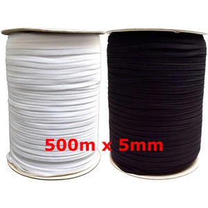 500m x 5mm Gummilitze Gummiband kochfest schwarz weiß weich leichter Zug Rolle - Bild 1 von 3