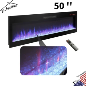 50 Inches Ultra-Thin Electric Fireplace Wall-Mounted & Recessed Fireplace Heater - Picture 1 of 12