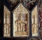 ANTIQUE MUSEUM QUALITY EXTREMELY OLD IVORY TRIPTYCH FROM ENRICO CARUSO ESTATE