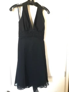 Women's Size 4 Bridesmaid Dress WTOO by Watters & Watters Black Halter - Picture 1 of 6