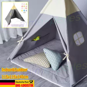 Großes Tipi Zelt Kinderzelt Spielzelt Indianerzelt Indoor/Outdoor Spielhaus Grau - Bild 1 von 15