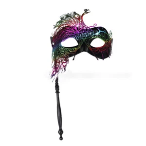 Masquerade Mask with Stick Venetian Mask Decorations Women Costume Mask - Picture 1 of 20