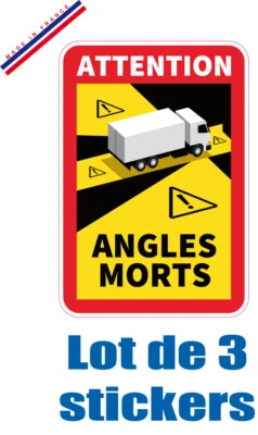 SAFIRMES 3 Sticker Autocollant OFFICIEL ANGLE MORT obligatoir sécurité camion camping car