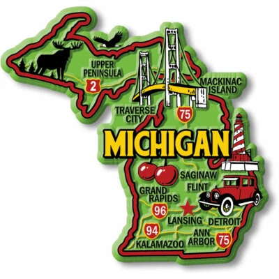 CLASSIC MAGNETS MADE WITH PRIDE IN THE USA Michigan Colorful State Magnet by Classic Magnets, 3.6" x 3.4"