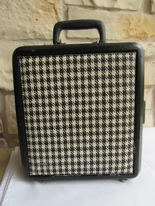 B&W Houndstooth Check TRAV-L-BAR with Keys MCM Portable Bar Liquor Case Vintage - Picture 1 of 17
