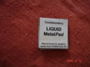 Almohadilla metálica compuesta térmica Coollaboratory Liquid Pro para GPU 20x20 mm NVIDIA/ATI - Imagen 1 de 6