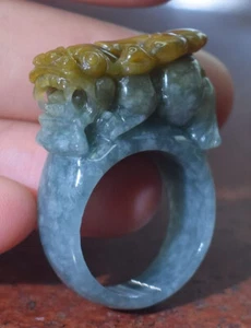 Video Certified Yellow Natural A Jadeite Jade Dragon Pi Xiu Ring NO.10 # 409128 - Picture 1 of 8