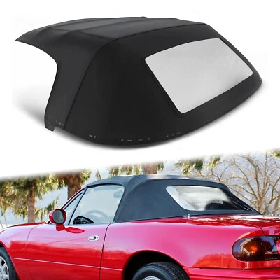 Black Plastic Window & Soft Top Fits Mazda Miata Convertible 1990 1991-03 04 05 - Image 1 of 4