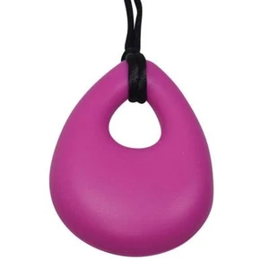 Chubuddy Oval Chewy Pendant With Breakaway Clasp Necklace- Fuschia Color - Picture 1 of 5