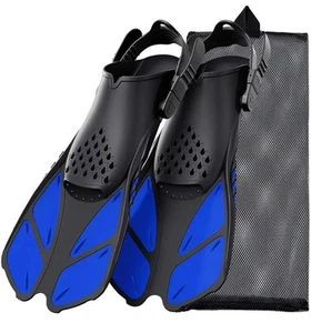 Snorkel Fins Adjustable Buckles Open Heel Swim Flippers Travel Size M 9-13 - Picture 1 of 5