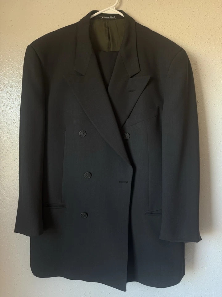 Traje MANI Giorgio Armani 44R Lana Verde Doble Pecho 2 Piezas Hecho en Italia Foto 1 de 4