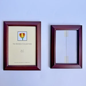 Set of 2 Vintage 5x7 & 4x6 Solid Wood Walnut Photo Picture Frames Gallery Wall - Picture 1 of 8