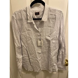 Camicia donna Untuckit 18 regular angelen blu bianco manica lunga nuova - Foto 1 di 6