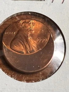 1990 ERROR OFF CENTER CENT - Picture 1 of 2