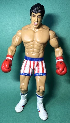 Rocky IV Jakks 2006 Rocky Balboa Post Lucha Bandera Americana Troncos Excelente Estado Foto 1 de 4