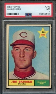 1961 Topps #292 Jim Baumer PSA 7 Rookie Star Cincinnati Reds 2557 - Picture 1 of 2