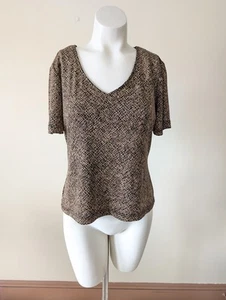 Vintage Grunge Metallic Top S Loose Fit Deep V Glam Black & Gold Club - Picture 1 of 14