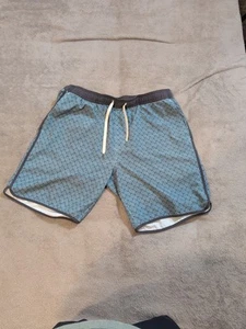 Fair Harbor Board Shorts Men's Large Blue Geometric Lined Drawstrings  - Picture 1 of 10