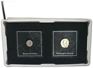 Danbury Mint 1934 Washington Quarter 1955 Roosevelt Dime Silver Coin Set Boxed - Picture 1 of 10