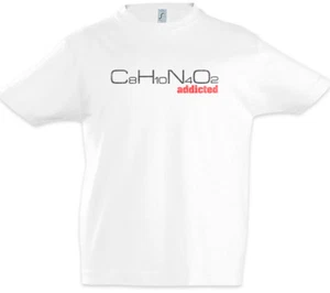 C8H10N4O2 Addicted Boys T-Shirt Caffeine Coffee Fun Geek Nerd Chemist Formula - Picture 1 of 1