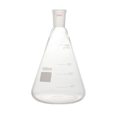 1000ml 24/40 Glass Erlenmeyer Flask 1L Conical Bottle Lab Chemistry Glassware - Image 1 of 4