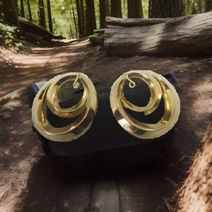 14 K Gold Ohrringe - Kreis Ohrjacken Neu - Bild 1 von 4