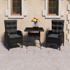 3 Piece Garden Dining Set Poly Rattan And Glass Black G3w8
