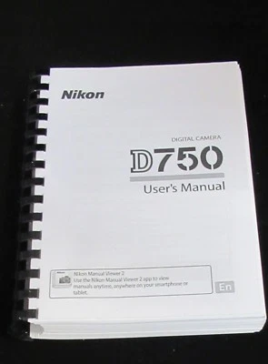 FOTOCAMERA DIGITALE NIKON SLR D750 MANUALE UTENTE STAMPATO 537 PAGINE A5