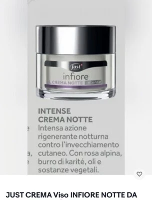 JUST CREMA Viso INFIORE NOTTE DA 50 Ml INTENSIVE Lifting Antirughe Idratante - Immagine 1 di 2