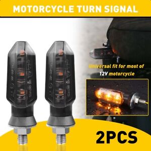 Motorcycle LED Turn Signal Blinker Light Indicator Smoke Amber For Honda Kawasak