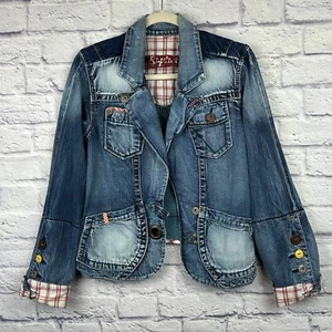 Rupture Denim Jacket Sz 0 Patchwork Embroidered Embellished Hand Crafted Unique - Picture 1 of 18