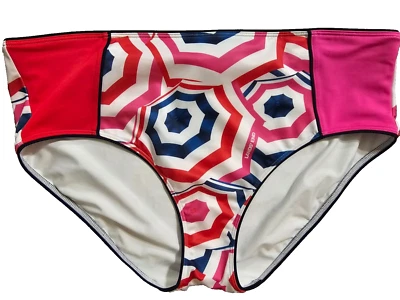LANDS' END Mujer Rosa Rojo Paraguas Cintura Media Bikini Pantalones de Natación 20W Plus Foto 1 de 4