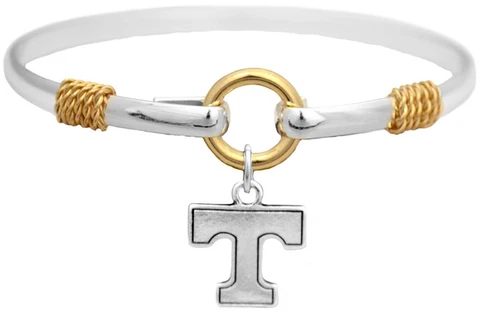 Tennessee Volunteers Two Tone Silver Gold Cuff Bracelet Charm Jewelry UT Vols Cover