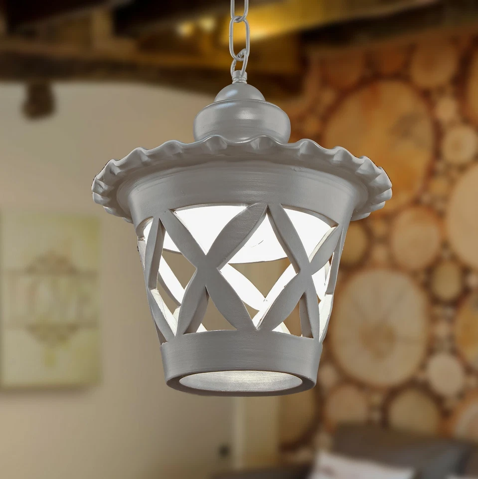 Suspended Lights 1 Light Lantern Ceramic Perforated Rustic Antique - Image 1 of 1