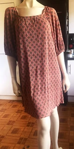 BNWT Ladies NEXT French ROSEWOOD Amethyst Pink FLORAL Print 1/2 Sleeve Dress 12 - Picture 1 of 7