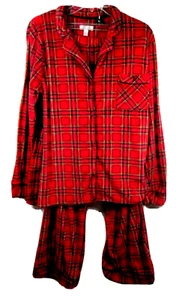 Secret Treasures Fleece Pajamas Set Large 12-14 Red Plaid Shirt Pants Christmas - Picture 1 of 14